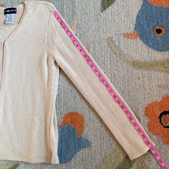 Sag Harbor I Ecru Silk Blend Pullover Two-Fer Sweater - Picture 6 of 16